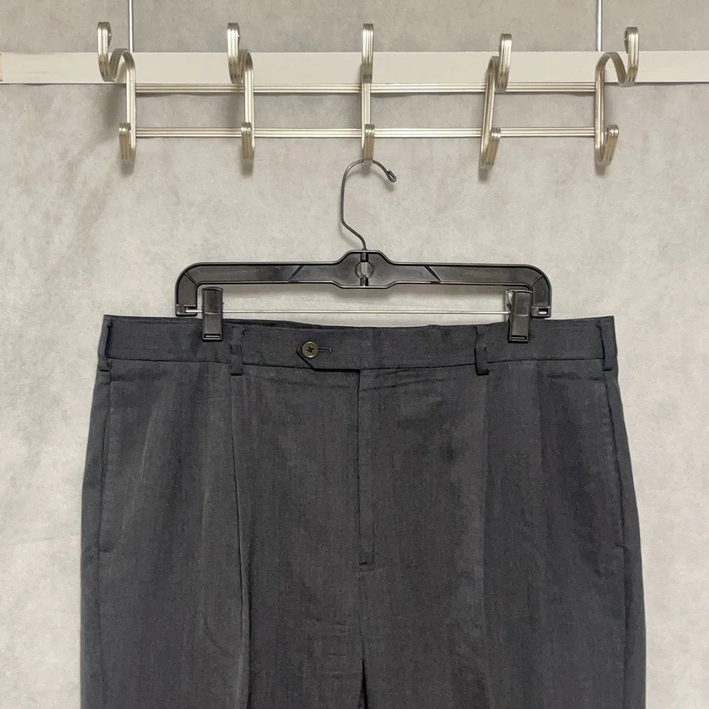 Brooks Brothers Pants Men 37x31 Gray Wool Madison Academia Cuffed Pleated Luxury